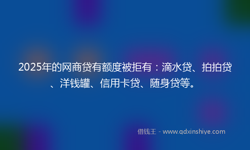 2025年的网商贷有额度被拒有：滴水贷、拍拍贷、洋钱罐、信用卡贷、随身贷等。
