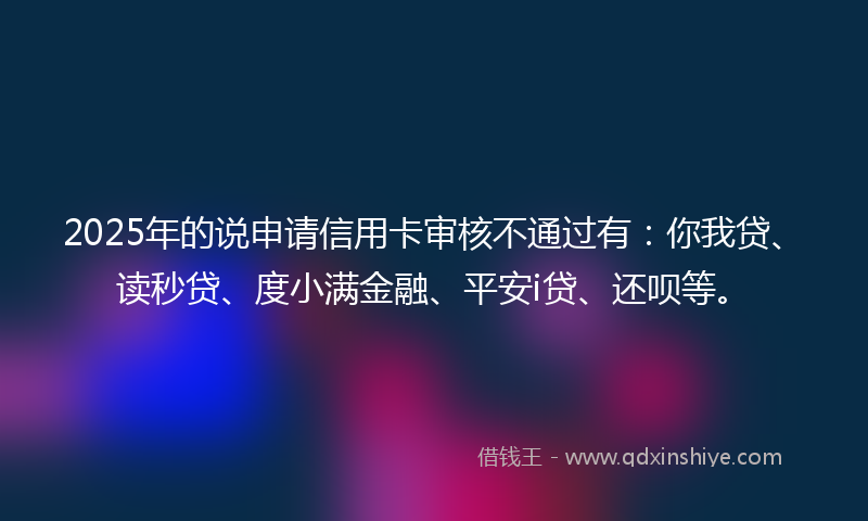 2025年的说申请信用卡审核不通过有：你我贷、读秒贷、度小满金融、平安i贷、还呗等。