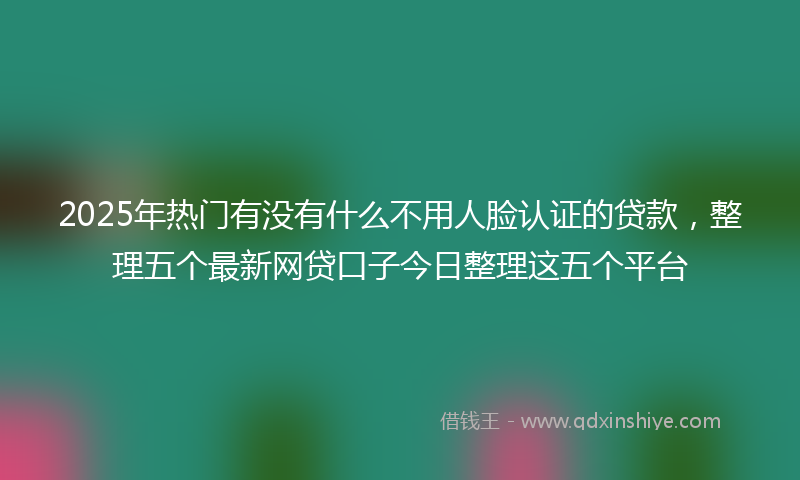 2025年热门有没有什么不用人脸认证的贷款，整理五个最新网贷口子今日整理这五个平台