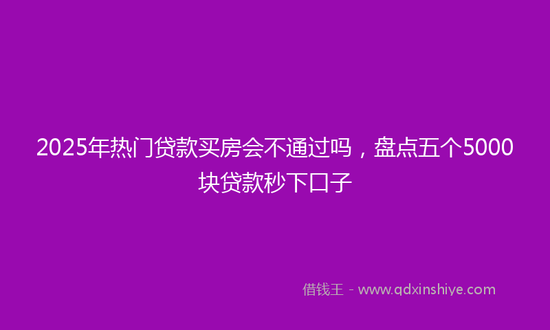 2025年热门贷款买房会不通过吗，盘点五个5000块贷款秒下口子