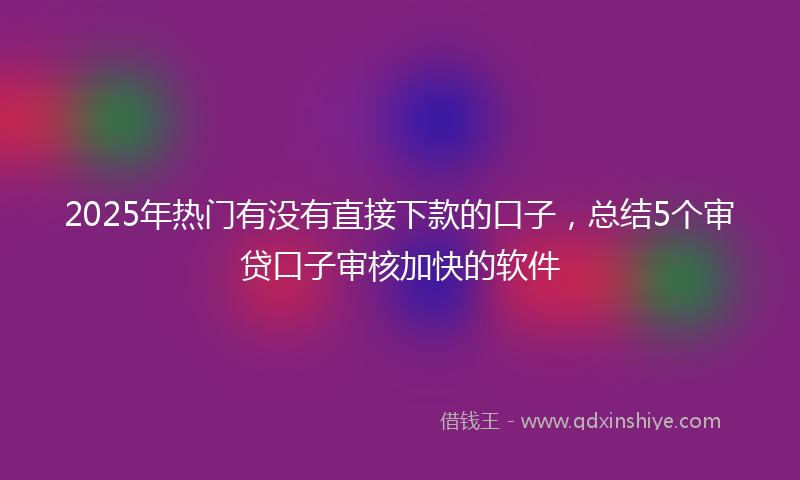 2025年热门有没有直接下款的口子，总结5个审贷口子审核加快的软件