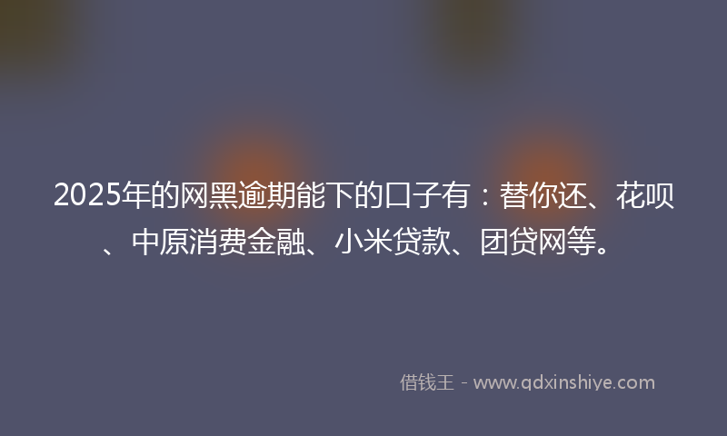 2025年的网黑逾期能下的口子有：替你还、花呗、中原消费金融、小米贷款、团贷网等。
