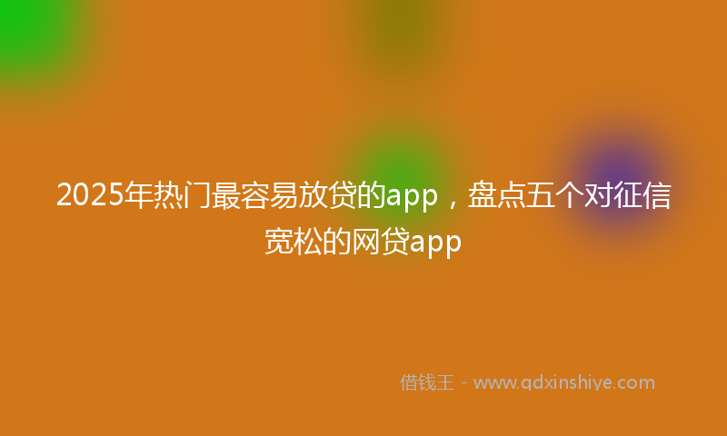 2025年热门最容易放贷的app，盘点五个对征信宽松的网贷app