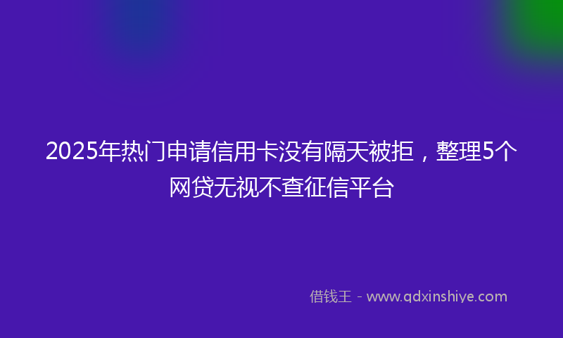 2025年热门申请信用卡没有隔天被拒，整理5个网贷无视不查征信平台
