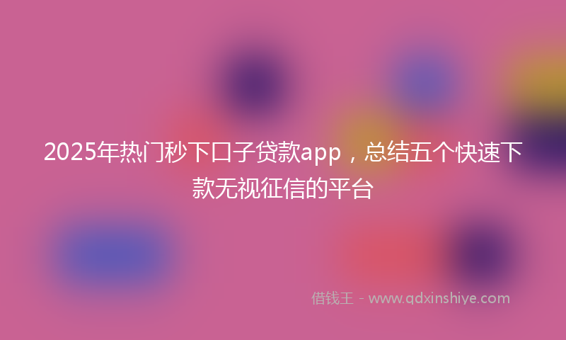 2025年热门秒下口子贷款app，总结五个快速下款无视征信的平台