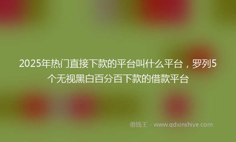 2025年热门直接下款的平台叫什么平台，罗列5个无视黑白百分百下款的借款平台