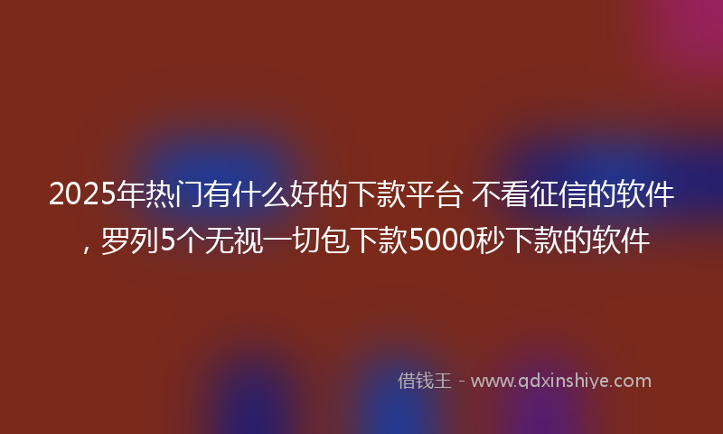 2025年热门有什么好的下款平台 不看征信的软件，罗列5个无视一切包下款5000秒下款的软件