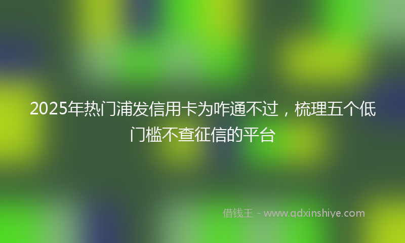 2025年热门浦发信用卡为咋通不过，梳理五个低门槛不查征信的平台