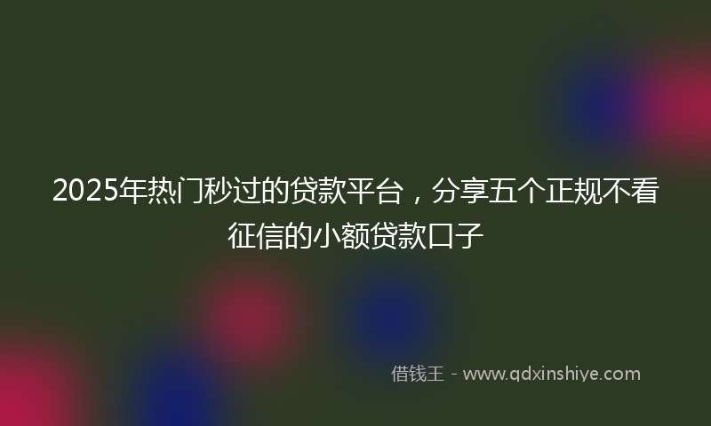 2025年热门秒过的贷款平台，分享五个正规不看征信的小额贷款口子