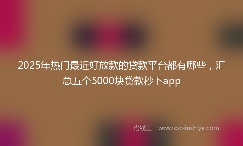 2025年热门最近好放款的贷款平台都有哪些，汇总五个5000块贷款秒下app