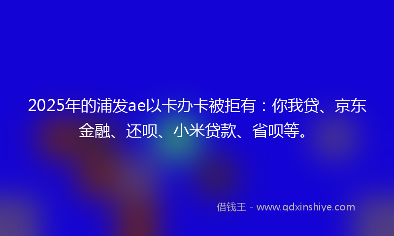 2025年的浦发ae以卡办卡被拒有：你我贷、京东金融、还呗、小米贷款、省呗等。