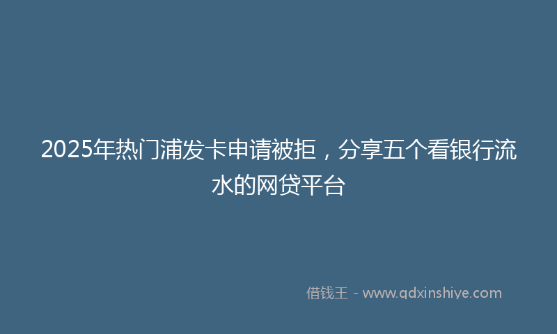 2025年热门浦发卡申请被拒，分享五个看银行流水的网贷平台