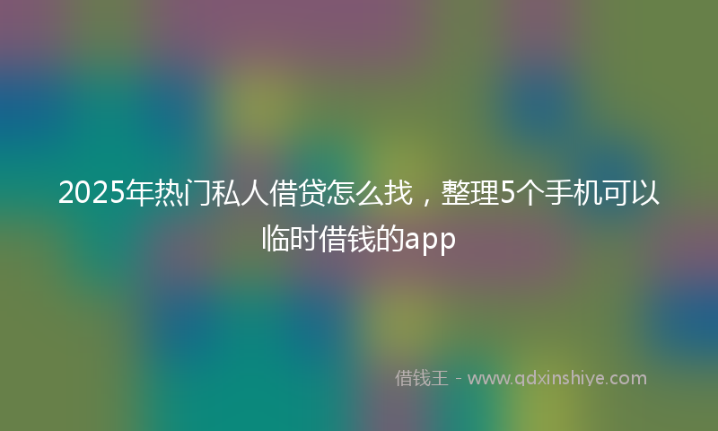 2025年热门私人借贷怎么找，整理5个手机可以临时借钱的app