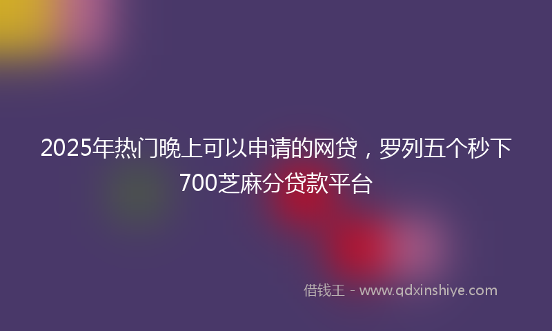 2025年热门晚上可以申请的网贷，罗列五个秒下700芝麻分贷款平台