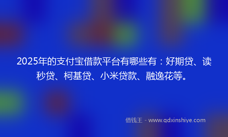 2025年的支付宝借款平台有哪些有：好期贷、读秒贷、柯基贷、小米贷款、融逸花等。