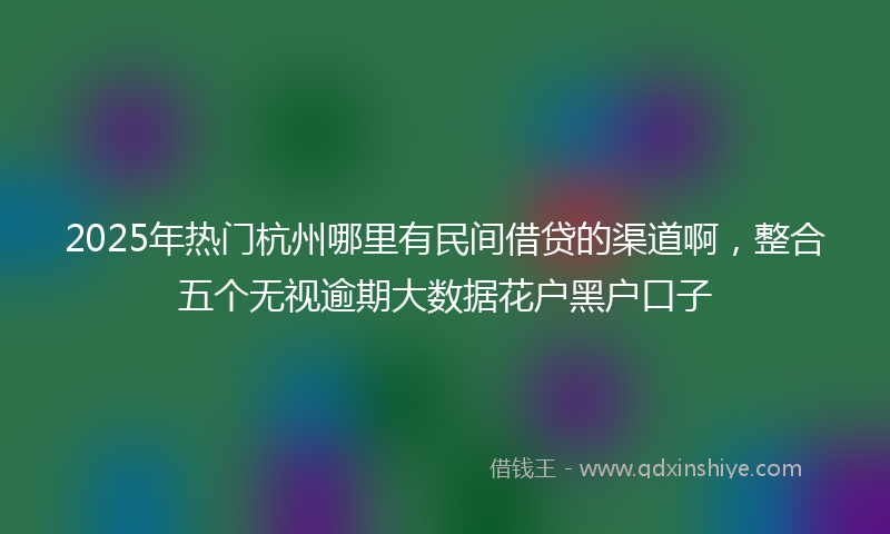 2025年热门杭州哪里有民间借贷的渠道啊，整合五个无视逾期大数据花户黑户口子
