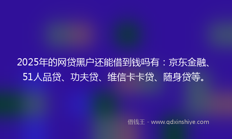 2025年的网贷黑户还能借到钱吗有：京东金融、51人品贷、功夫贷、维信卡卡贷、随身贷等。