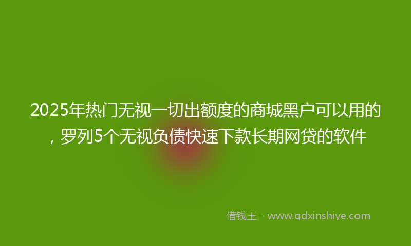 2025年热门无视一切出额度的商城黑户可以用的，罗列5个无视负债快速下款长期网贷的软件
