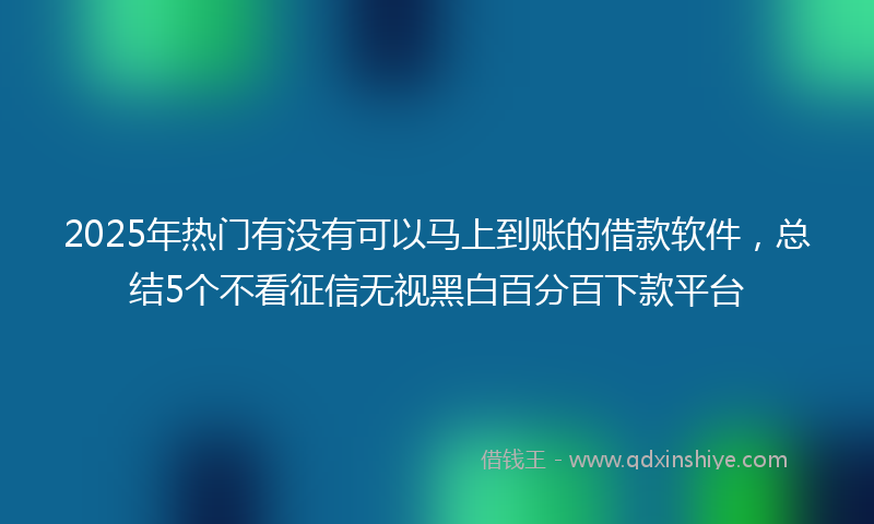 2025年热门有没有可以马上到账的借款软件，总结5个不看征信无视黑白百分百下款平台