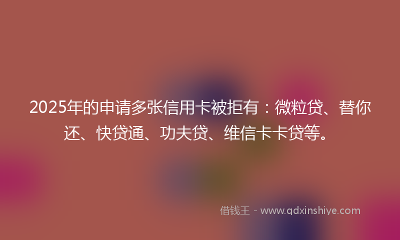 2025年的申请多张信用卡被拒有：微粒贷、替你还、快贷通、功夫贷、维信卡卡贷等。