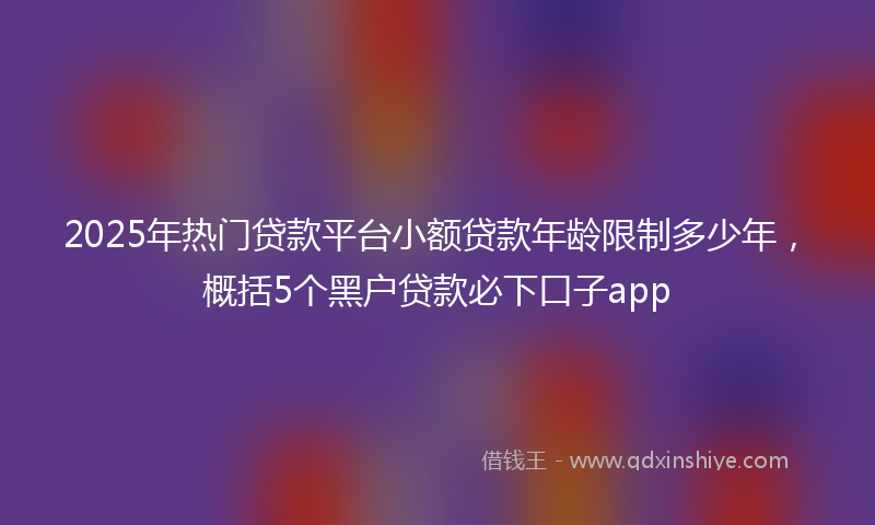 2025年热门贷款平台小额贷款年龄限制多少年，概括5个黑户贷款必下口子app