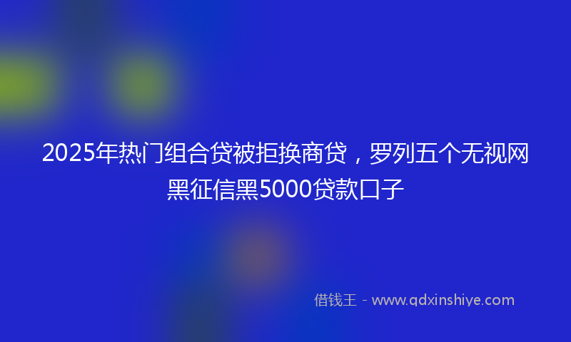 2025年热门组合贷被拒换商贷，罗列五个无视网黑征信黑5000贷款口子