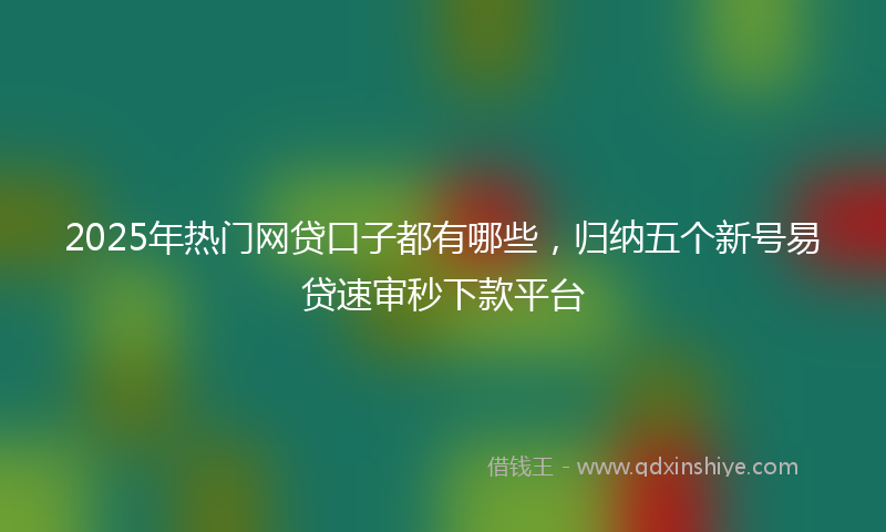 2025年热门网贷口子都有哪些，归纳五个新号易贷速审秒下款平台