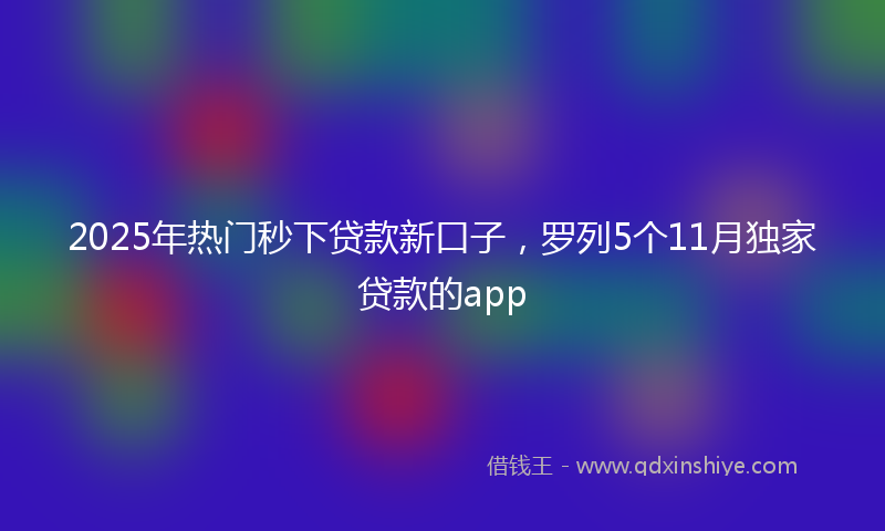 2025年热门秒下贷款新口子，罗列5个11月独家贷款的app