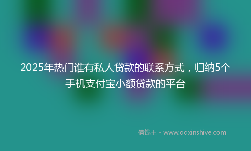 2025年热门谁有私人贷款的联系方式，归纳5个手机支付宝小额贷款的平台