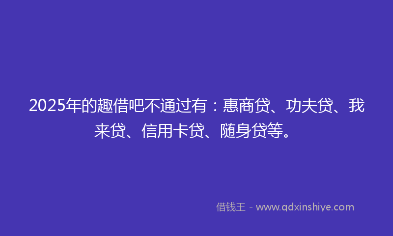 2025年的趣借吧不通过有：惠商贷、功夫贷、我来贷、信用卡贷、随身贷等。