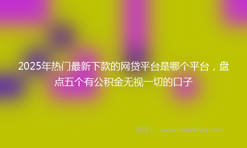 2025年热门最新下款的网贷平台是哪个平台，盘点五个有公积金无视一切的口子