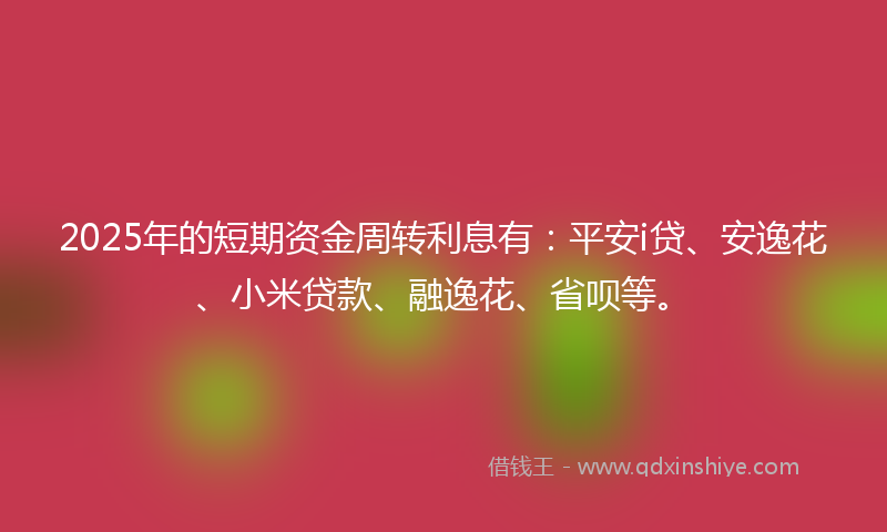 2025年的短期资金周转利息有：平安i贷、安逸花、小米贷款、融逸花、省呗等。