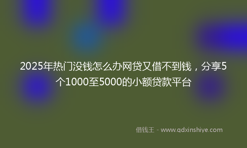 2025年热门没钱怎么办网贷又借不到钱，分享5个1000至5000的小额贷款平台
