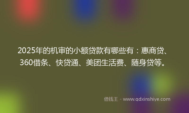 2025年的机审的小额贷款有哪些有：惠商贷、360借条、快贷通、美团生活费、随身贷等。