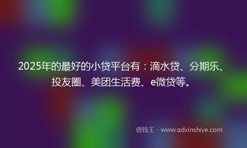 2025年的最好的小贷平台有：滴水贷、分期乐、投友圈、美团生活费、e微贷等。