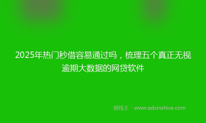 2025年热门秒借容易通过吗，梳理五个真正无视逾期大数据的网贷软件