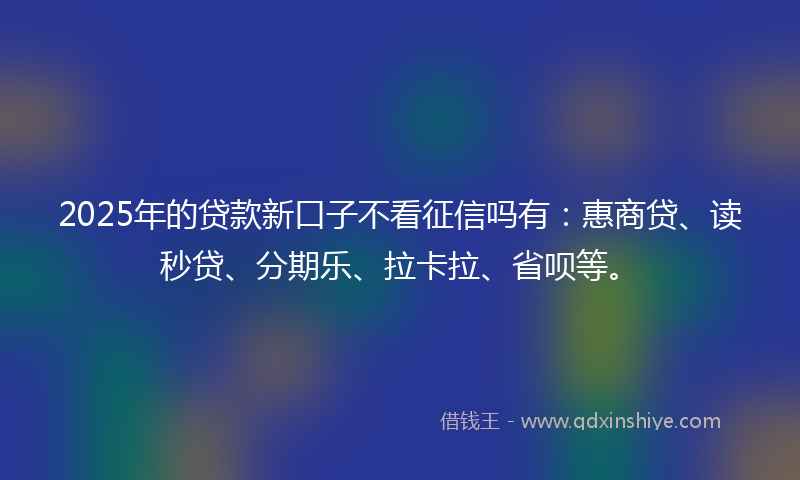 2025年的贷款新口子不看征信吗有：惠商贷、读秒贷、分期乐、拉卡拉、省呗等。