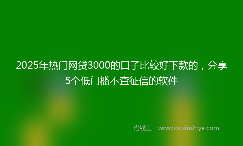 2025年热门网贷3000的口子比较好下款的，分享5个低门槛不查征信的软件