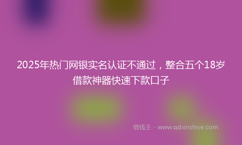 2025年热门网银实名认证不通过，整合五个18岁借款神器快速下款口子