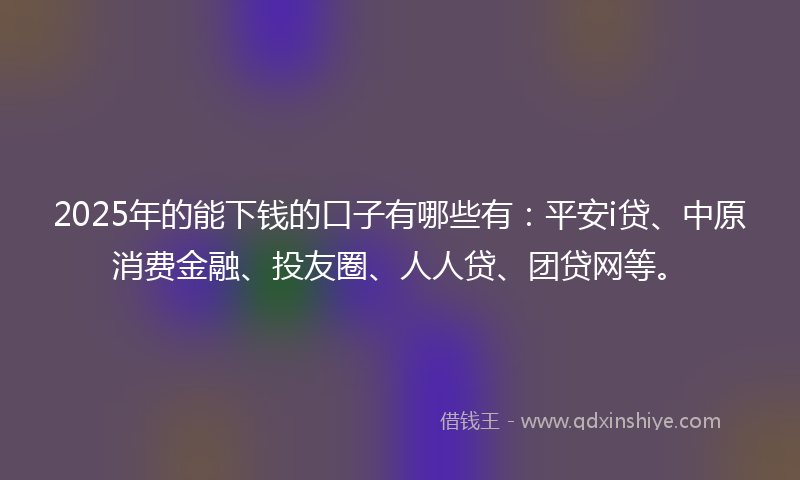 2025年的能下钱的口子有哪些有：平安i贷、中原消费金融、投友圈、人人贷、团贷网等。