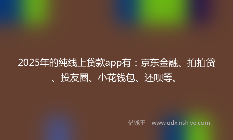 2025年的纯线上贷款app有：京东金融、拍拍贷、投友圈、小花钱包、还呗等。