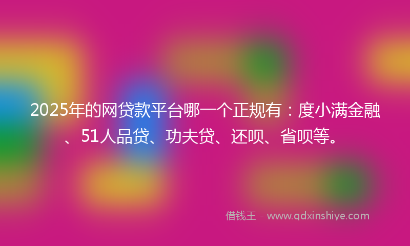 2025年的网贷款平台哪一个正规有：度小满金融、51人品贷、功夫贷、还呗、省呗等。