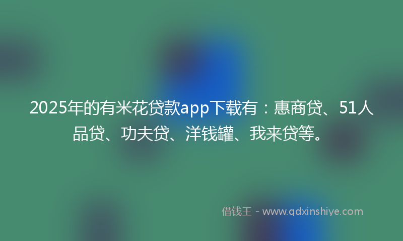 2025年的有米花贷款app下载有：惠商贷、51人品贷、功夫贷、洋钱罐、我来贷等。