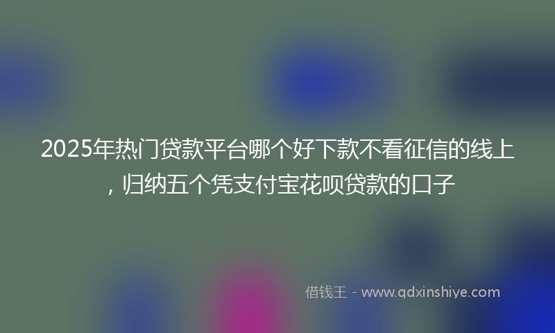 2025年热门贷款平台哪个好下款不看征信的线上，归纳五个凭支付宝花呗贷款的口子