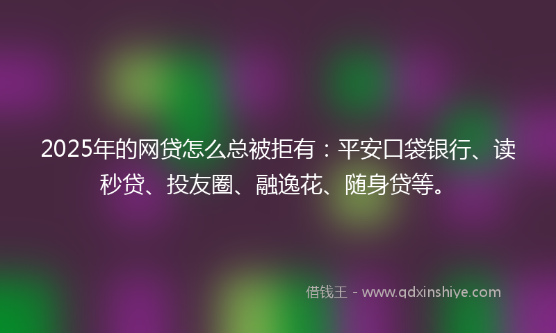 2025年的网贷怎么总被拒有：平安口袋银行、读秒贷、投友圈、融逸花、随身贷等。