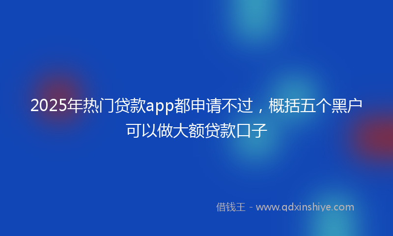 2025年热门贷款app都申请不过，概括五个黑户可以做大额贷款口子