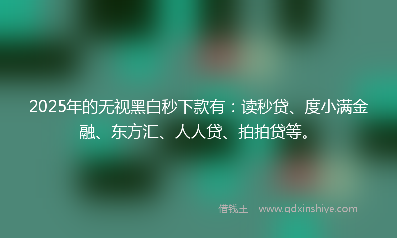2025年的无视黑白秒下款有：读秒贷、度小满金融、东方汇、人人贷、拍拍贷等。