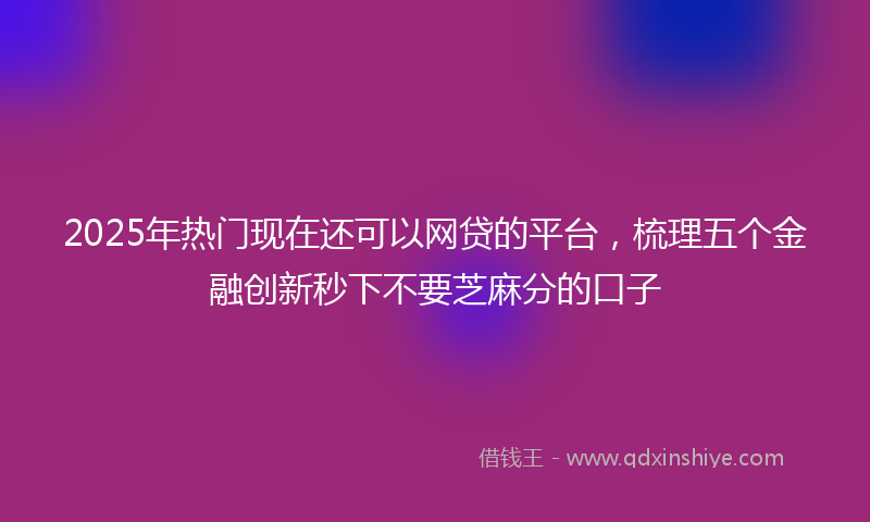 2025年热门现在还可以网贷的平台，梳理五个金融创新秒下不要芝麻分的口子