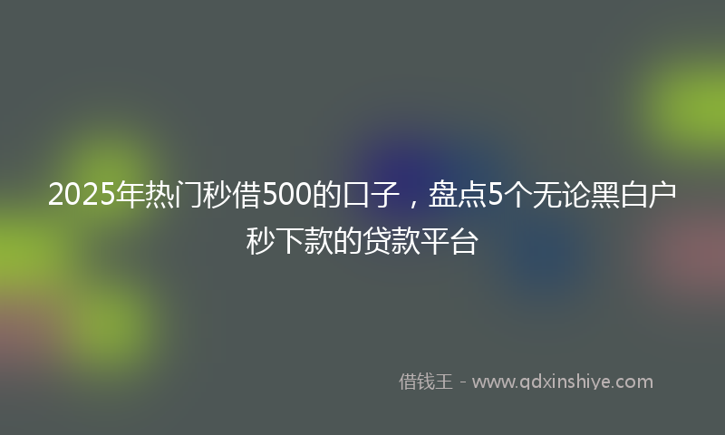 2025年热门秒借500的口子，盘点5个无论黑白户秒下款的贷款平台