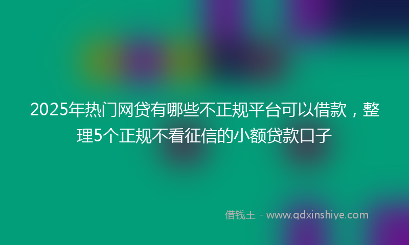 2025年热门网贷有哪些不正规平台可以借款，整理5个正规不看征信的小额贷款口子